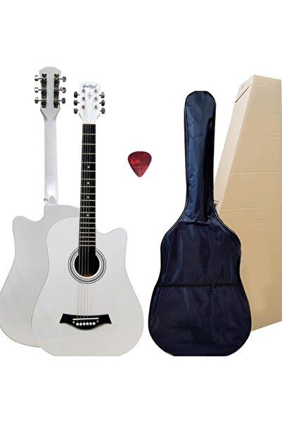Guitar 38 Classic Acoustic 6 Strings Wooden for Students Beginners Wood White