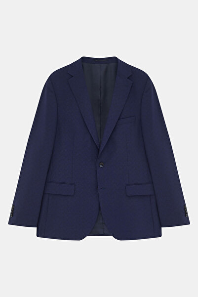 W Collection Dark Blue Buttoned Wool Jacket