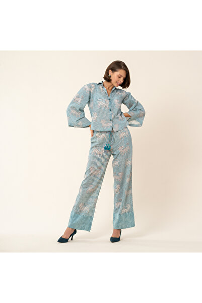 Zsa Zsa Zsu Gaya El Baskısı Pantolon - Yeşil