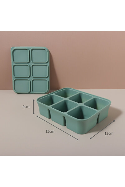 choice2 6 grid green baby Ice Cube Tray Silicone with Lids Flexible Ice Molds...