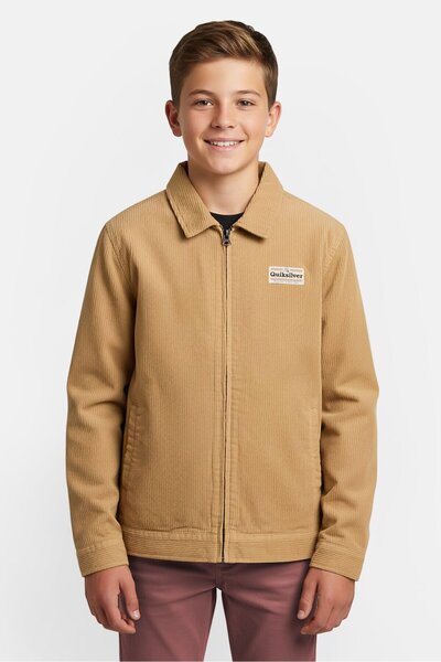 Quiksilver قميص جاكيت مخملي للأطفال، لون بني فاتح