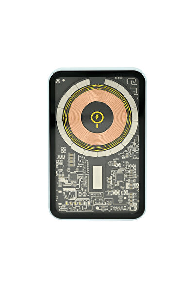 I SAFE شاحن ماج سيف شفاف من آي سيف مع حامل، سعة 5000 مللي أمبير، لون أزرق