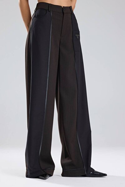 tw3 Pantaloni de damă cu design detaliat cu dungi din satin