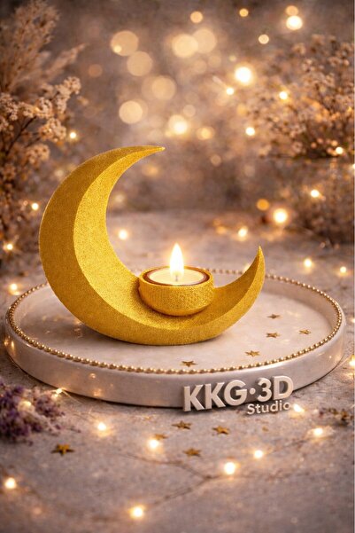 HETicaret Dekoratif Hilal LED Mumluk Ay Gece Lambası Ramazan Konseptli 3D Hed...