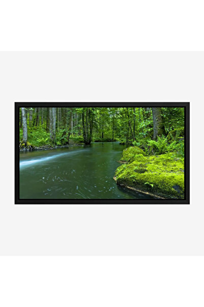 Tajridhome لوحة طبيعة هادئة - نهر متدفق - ألوان خضراء زاهية - هادئ - لوحات طب...