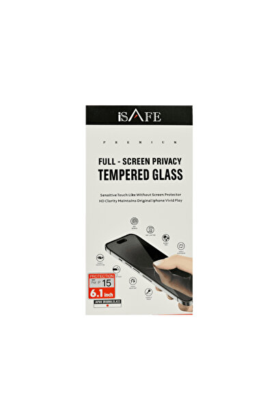 I SAFE واقي شاشة زجاجي عالي الدقة من ISAFE لهاتف آيفون 15، لحماية الخصوصية