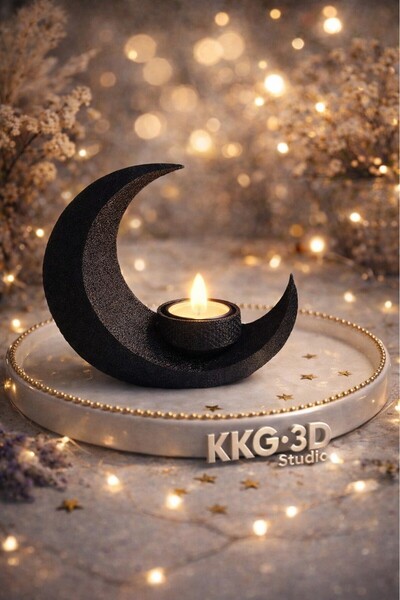 HETicaret Dekoratif Hilal LED Mumluk Ay Gece Lambası Ramazan Konseptli 3D Hed...