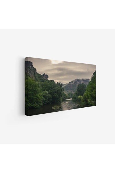 Tajridhome لوحة طبيعة هادئة - نهر وجبال - ألوان دافئة - هادئ - لوحات طبيعة - ...