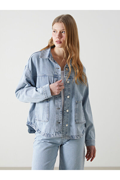 LC Waikiki Seray Yeni Sezon Oversize Kadın Jean Gömlek Ceket