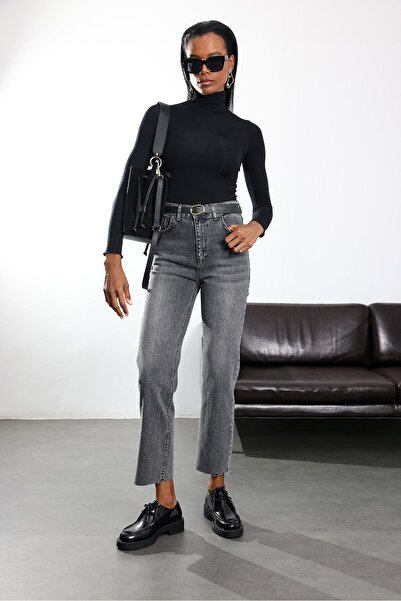 5in1Canpolat Blugi drepti Füme talie înaltă 2004