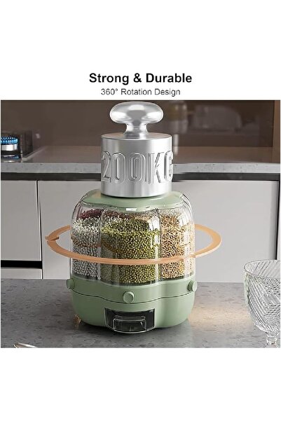 Yuwell Grain Dispenser Lentil Dispenser 360° Rotating 6 Grid Food Dispenser