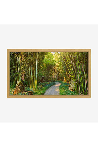 Tajridhome لوحة غابات - طريق بين الأشجار - ألوان خضراء زاهية - هادئ - لوحات ط...