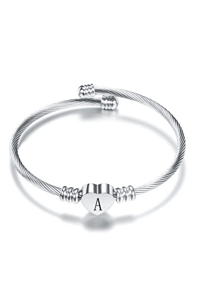Choice31 M Silver Fashion Initial Letter Stainless Steel Cuff Bracelet For Wo...