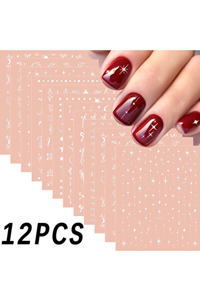 Choice NLS381-S1-03 12 قطعة ملصقات تزيين الأظافر ثلاثية الأبعاد بالليزر، ذهبي...