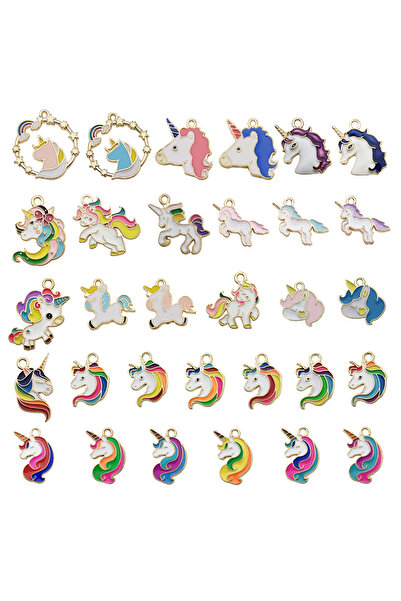 Choice HK742 30 قطعة/مجموعة من تعليقات يونيكورن قوس قزح لطيفة مطلية بالمينا ل...