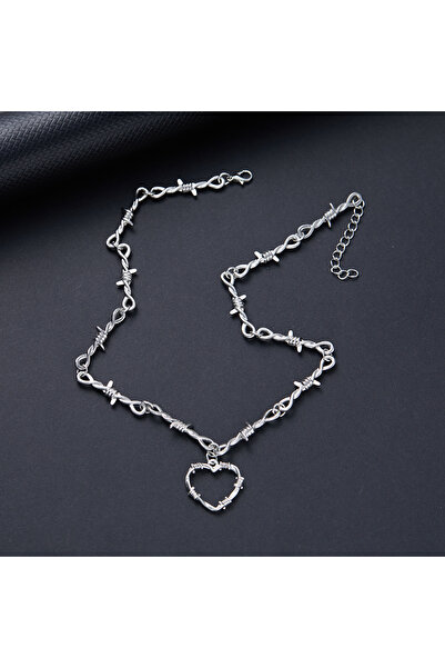 Choice قلادة تشوكر صغيرة من الأسلاك الشائكة على شكل قلب حديدي، بنمط هيب هوب ق...