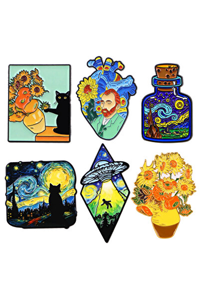 Choice 1 6 قطع/مجموعة دبابيس معدنية مطلية بالمينا بتصميم زهور عباد الشمس والس...