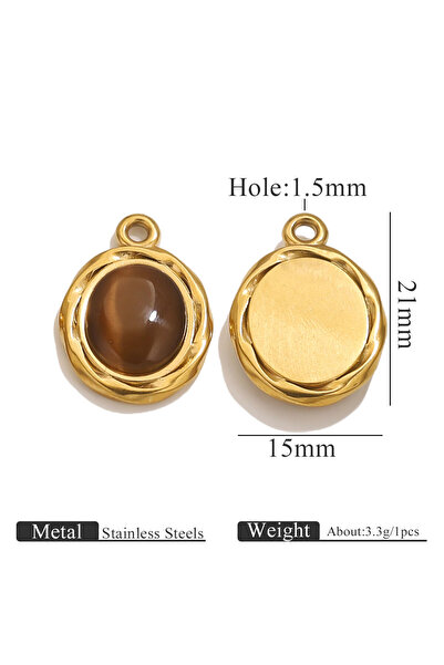 Choice Z2561G6 3 قطع قلادة بيضاوية الشكل من الفولاذ المقاوم للصدأ الملون مرصع...