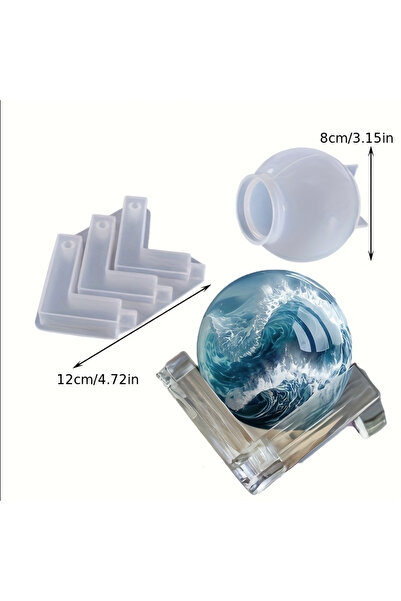 Choice a 2PC Crystal Ball Mold for DIY round Ball Night Light Silicone Epoxy ...