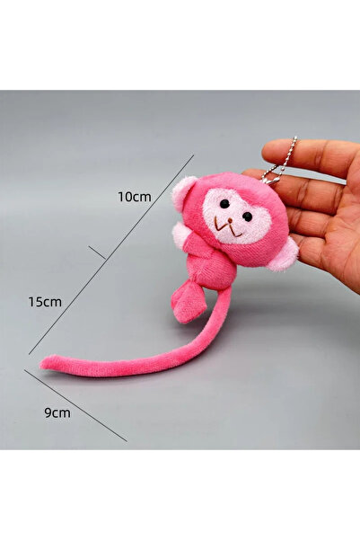 Choice Pink Long Tailed Monkey Keychain Cartoon Plush DIY Doll Pendant Backpa...
