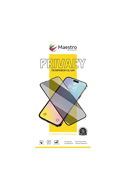 Maestro واقي شاشة زجاجي مقوى لحماية خصوصية هاتف آيفون 14 برو ماكس