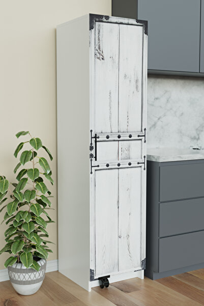 Hediyeler Kapında "Zelvin" Vintage Design tek Kapakli Raflı Kiler Dolabı Bany...