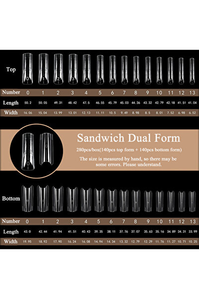 Choice علبة تحتوي على 280 قطعة من قوالب أظافر ساندويتش مزدوجة TP، 140 قطعة/28...