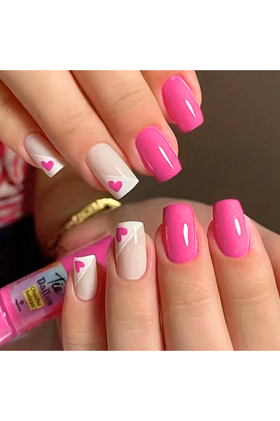 Choice أظافر صناعية قصيرة سوداء اللون، 24 قطعة، بتصميم أوراق الورد، مثبتة على...