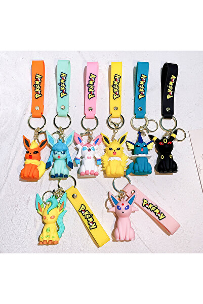Miniso 8PCS Pokémon Big Eevee Family Keychain Gift Set, Complete Evolution PV...