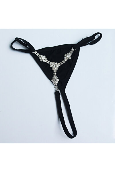 Choice شورتات قصيرة من قماش أسود لامع أبيض مرصعة بالكريستال على شكل مثلث، سلس...