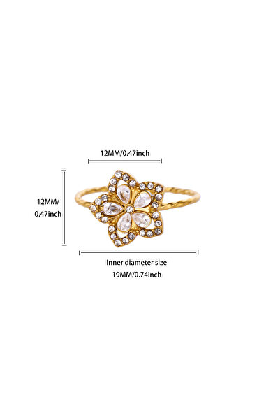 Choice 1 Vintage Zircon Star Flower Rings For Women Stainless Steel Gold Colo...