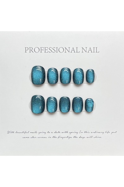 Choice مجموعة من 10 قطع من الأظافر الاصطناعية القصيرة على شكل عين القطة، مصنو...