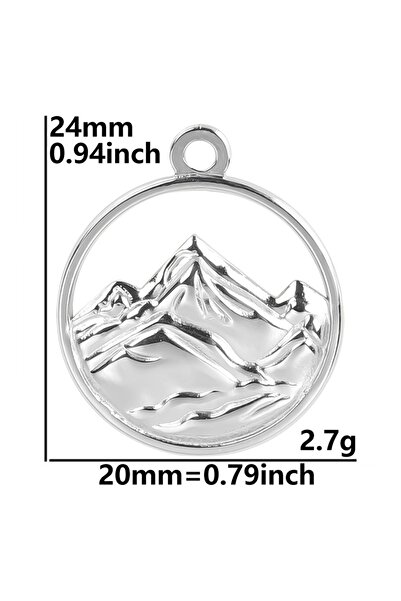 Choice S 5pcs Round Hollow Embossed Mountain Charm for Jewelry Making Stainle...