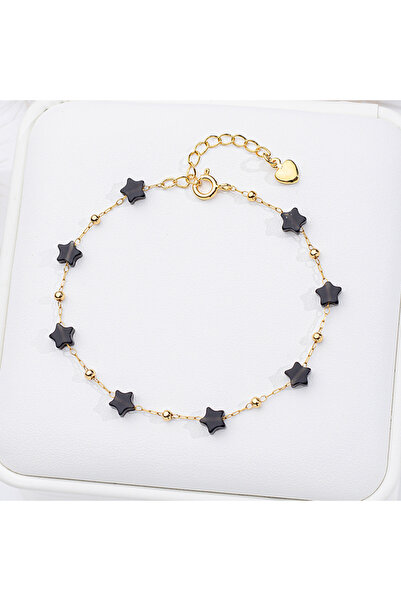 Choice سوار من حجر الأوبسيديان الطبيعي بتصميم نجمة، طوله من 16 إلى 19 سم، منا...