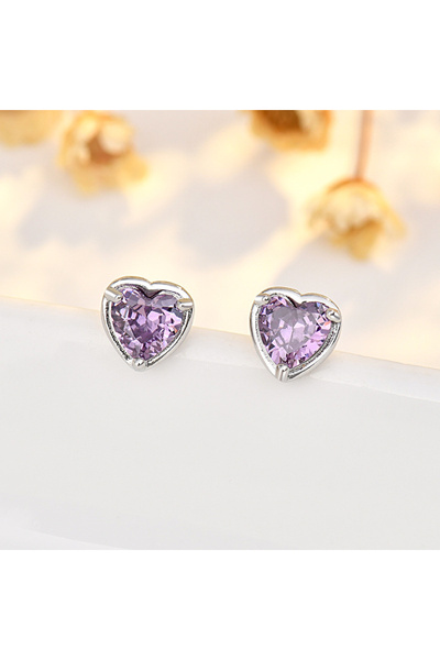 Choice February Birthstone Luxury Crystal Green Love Heart Stone Small Stud E...