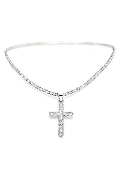 Choice A Men Women Hip Hop Cross Pendant Necklace Iced out Crystal Zircon Cro...