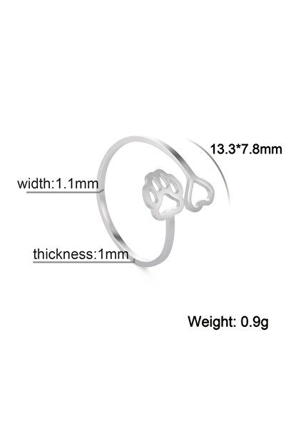 Choice resizable Steel Color 02 Fashion Animal Cat Claw Ring Dog Claw Heart R...