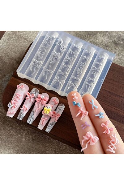 Choice قالب أظافر سيليكون ثلاثي الأبعاد على شكل قلب ونجمة وخماسي، مزين بفيونك...