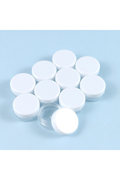 Choice علبة بلاستيكية صغيرة بيضاء، 10 قطع/عبوة، 3 × 1.5 سم، دائرية شفافة، للت...