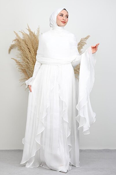 GİYZAMİLA Ebru Yoryo Abiye Beyaz