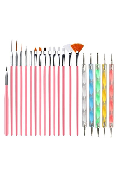 Choice مجموعة فرش تزيين الأظافر باللون الوردي، 20 قطعة (15/20 قطعة)، تتضمن رؤ...