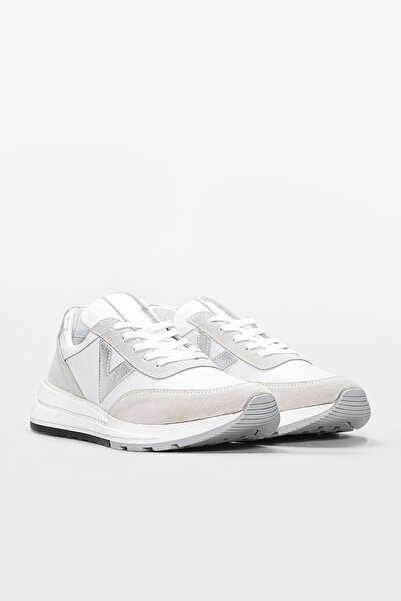 TUGERDİ White Silver Inside and Outside Genuine Leather Thermo Sole Lace-Up W...