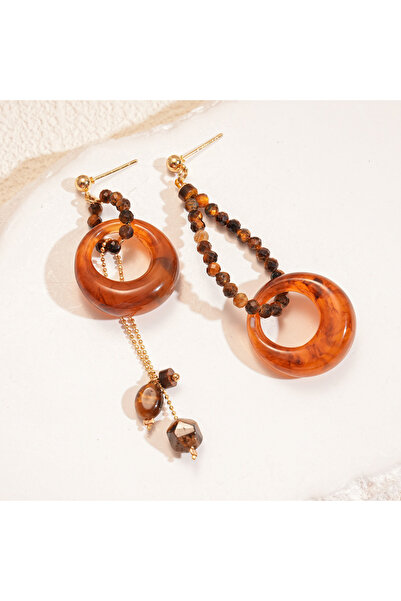 Choice Tiger eye stone Vintage Asymmetric Resin Dangle Earrings for Women Geo...