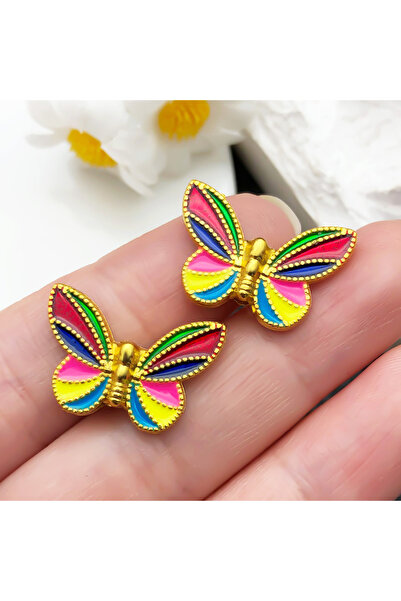 Choice 22462-10pcs 10/11pcs Oil-Dripping Glitter Gold Butterfly Spacer Beads ...