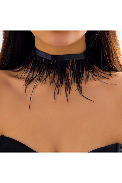 Choice قلادة تشوكر سوداء من IngeSight.Z بتصميم قوطي، مصنوعة من الريش الأسود ا...