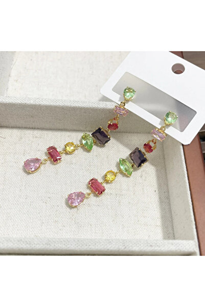 Choice gold color Luxury Rainbow Crystal Dangle Drop Earrings for Women Weddi...