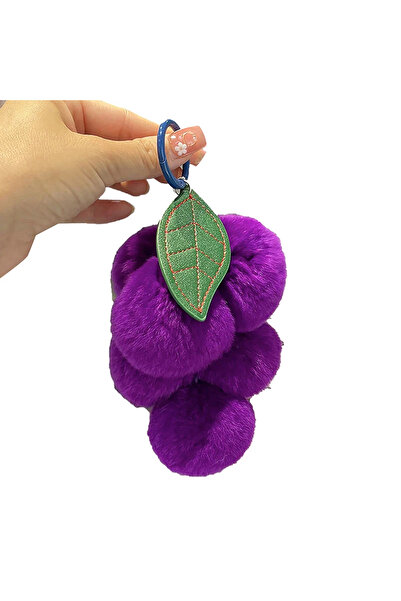 Choice سلسلة مفاتيح من كرات بوم بوم بلون العنب الأرجواني الداكن، سلسلة مفاتيح...