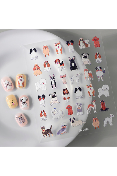 Choice NK5D-0490 قطعة واحدة ملصقات تزيين أظافر بتصميمات حيوانات أليفة لطيفة خ...