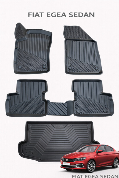 Black Gold Fiat Egea Sedan 3D Oto Paspas ve Bagaj Havuzu Set Premium
