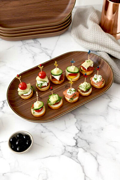 Kitchen Life Wooden Look Oval Stylish Presentation Boat Plate - Breakfast and...